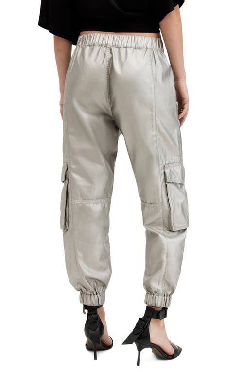 Shop Allsaints Freda Coated Cotton Cargo Joggers In Sage Green