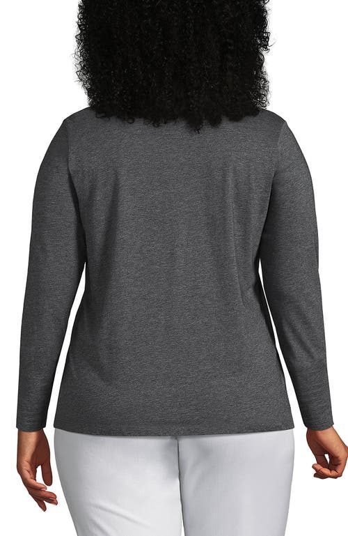 Lands' End Relaxed Supima Cotton Long Sleeve Crew Neck T-shirt In Charcoal Heather