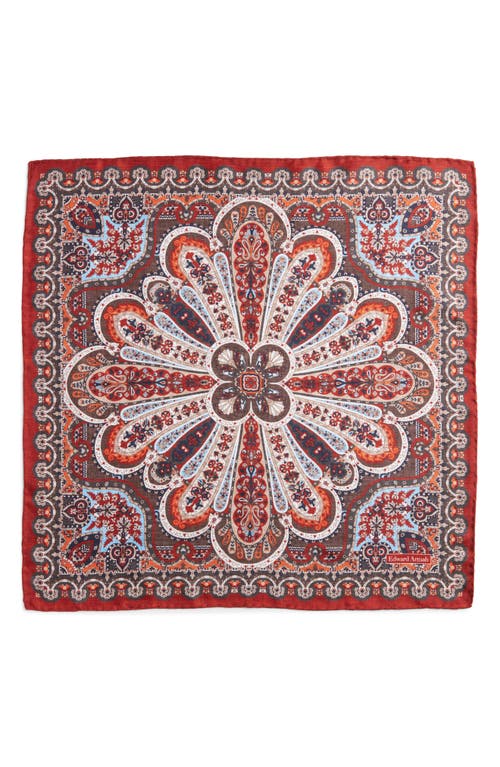 Shop Edward Armah Persian Design Silk Pocket Square In Rust