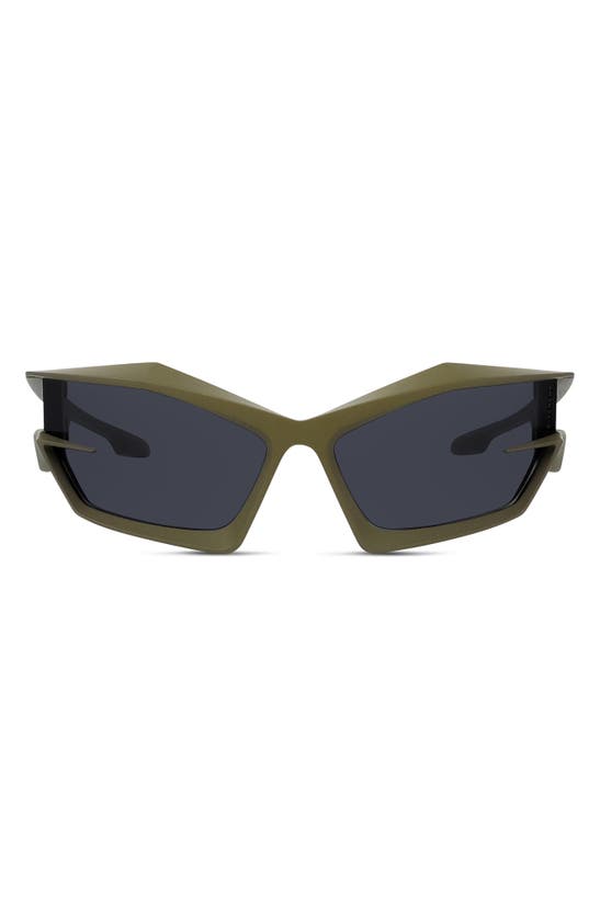 Shop Givenchy Geometric Sunglasses In Matte Dark Green / Smoke