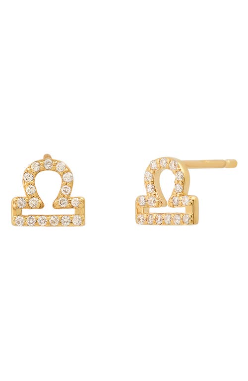 Zodiac Diamond Stud Earrings in 14K Yellow Gold - Libra