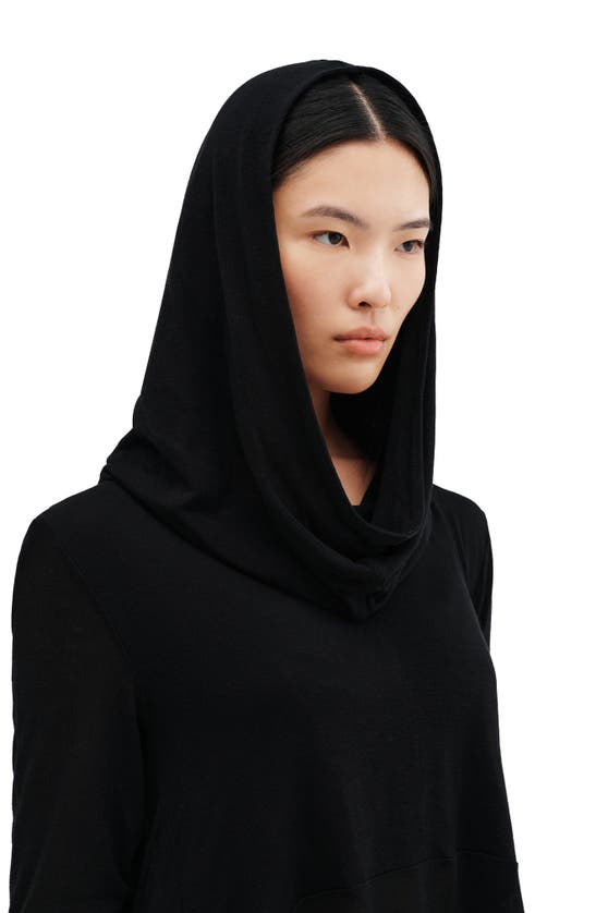 Marcella Oslo Semisheer Long Sleeve High-low Jersey Tunic In Black