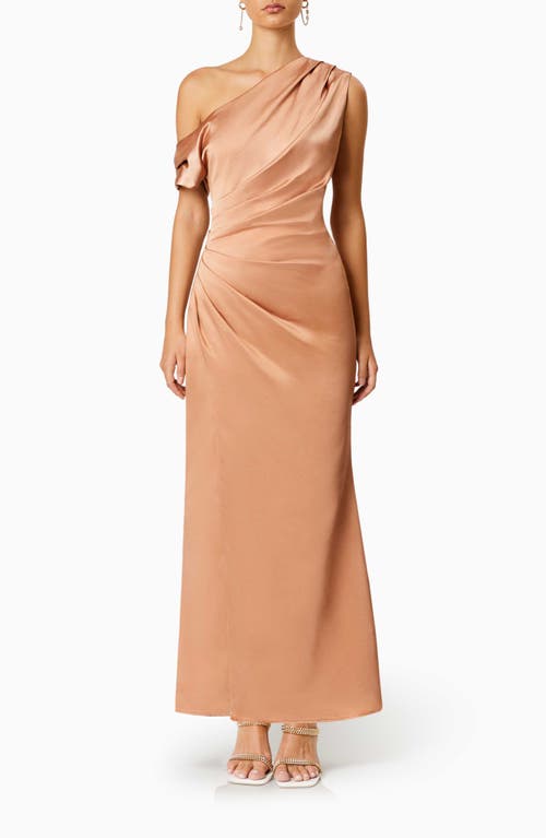 Retreat One-Shoulder Satin Gown in Copper