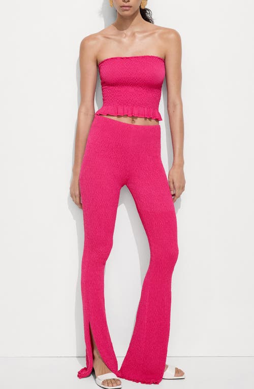 Shop Mango Braided Knit Flare Pants In Fuchsia