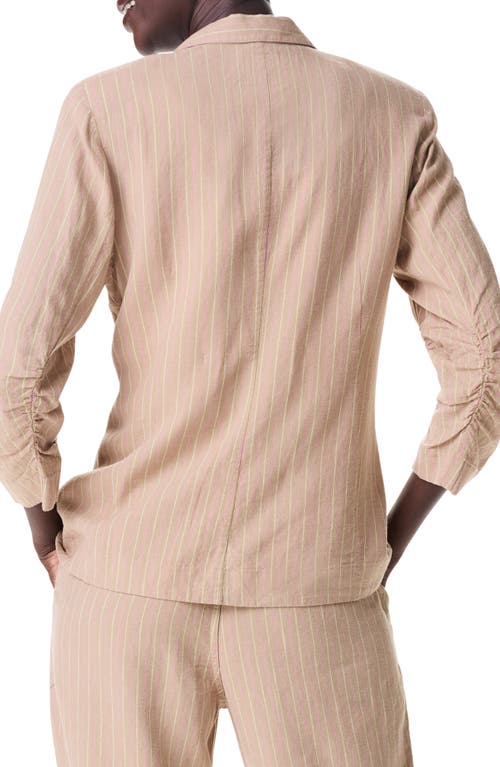 Shop Nic + Zoe Nic+zoe Central Park Scrunch Sleeve Linen Blend Blazer In Neutral Multi