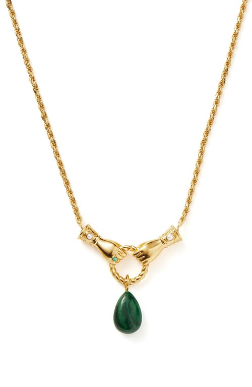 x Harris Reed Malachite Pendant Necklace in Gold