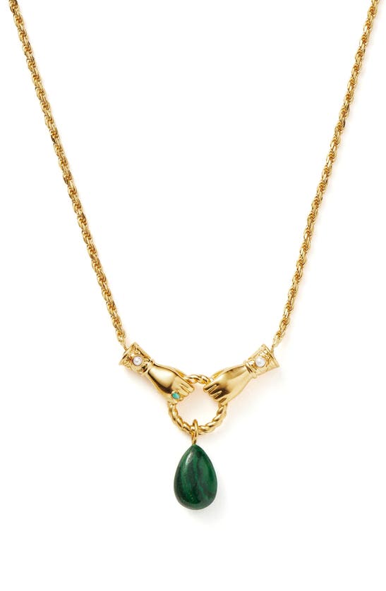 Missoma X Harris Reed Malachite Pendant Necklace In Gold