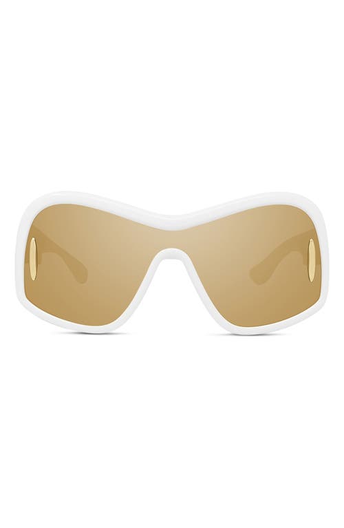 Shop Loewe Anagram 144mm Mirrored Mask Sunglasses In Ivory/brown Mirror