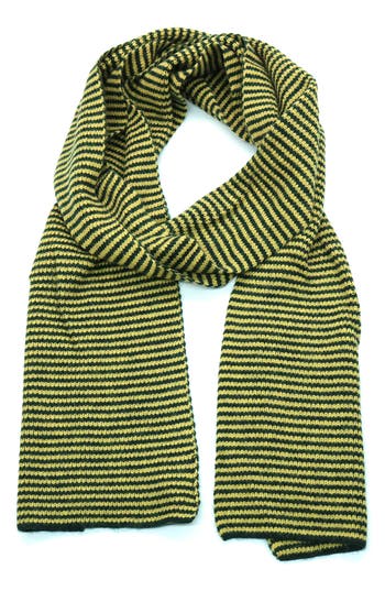 Portolano Ministripe Rib Scarf In Forest/mustard