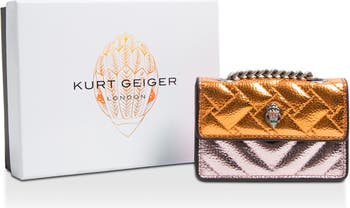 Kurt Geiger Micro Kensington Glitter Quilted Crossbody Bag In Gold