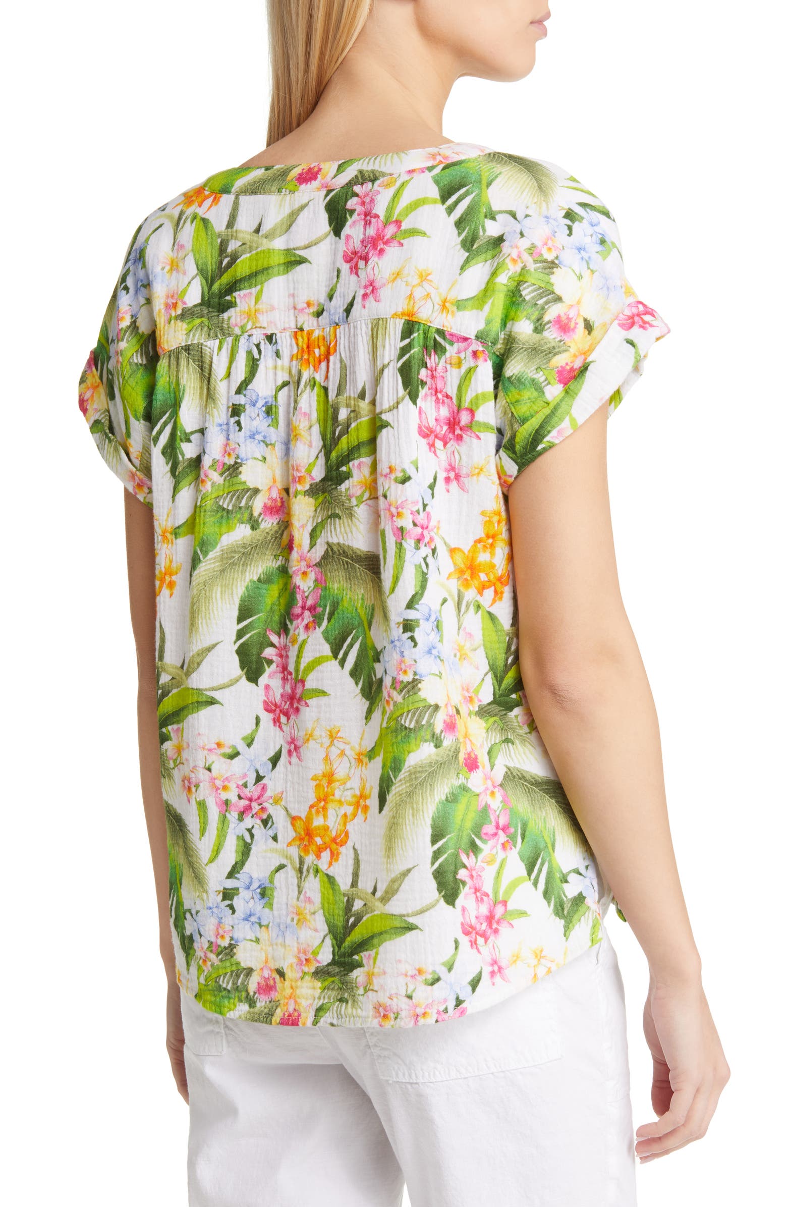 Tommy Bahama Breezy Blooms Cotton Gauze Popover Blouse | Nordstrom