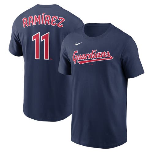 UPC 821382000156 product image for Men's Nike Jose Ramirez Navy Cleveland Guardians Player Name & Number T-Shirt at | upcitemdb.com