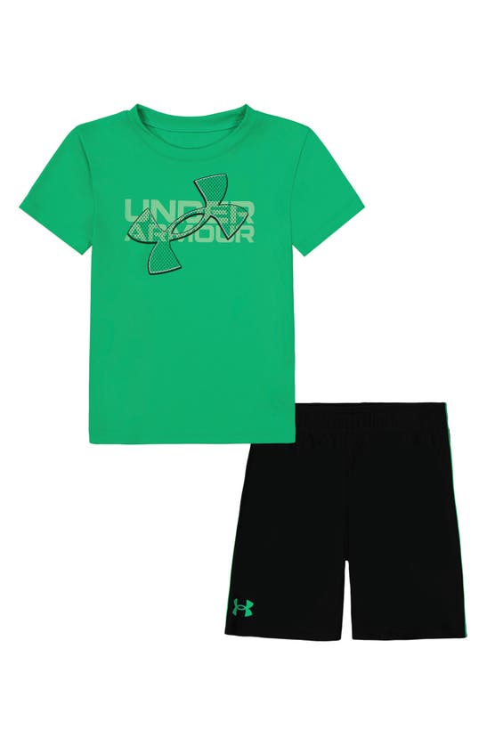 Under Armour Kids' Ua Mesh Big Logo T-shirt & Shorts Set In Vapor Green