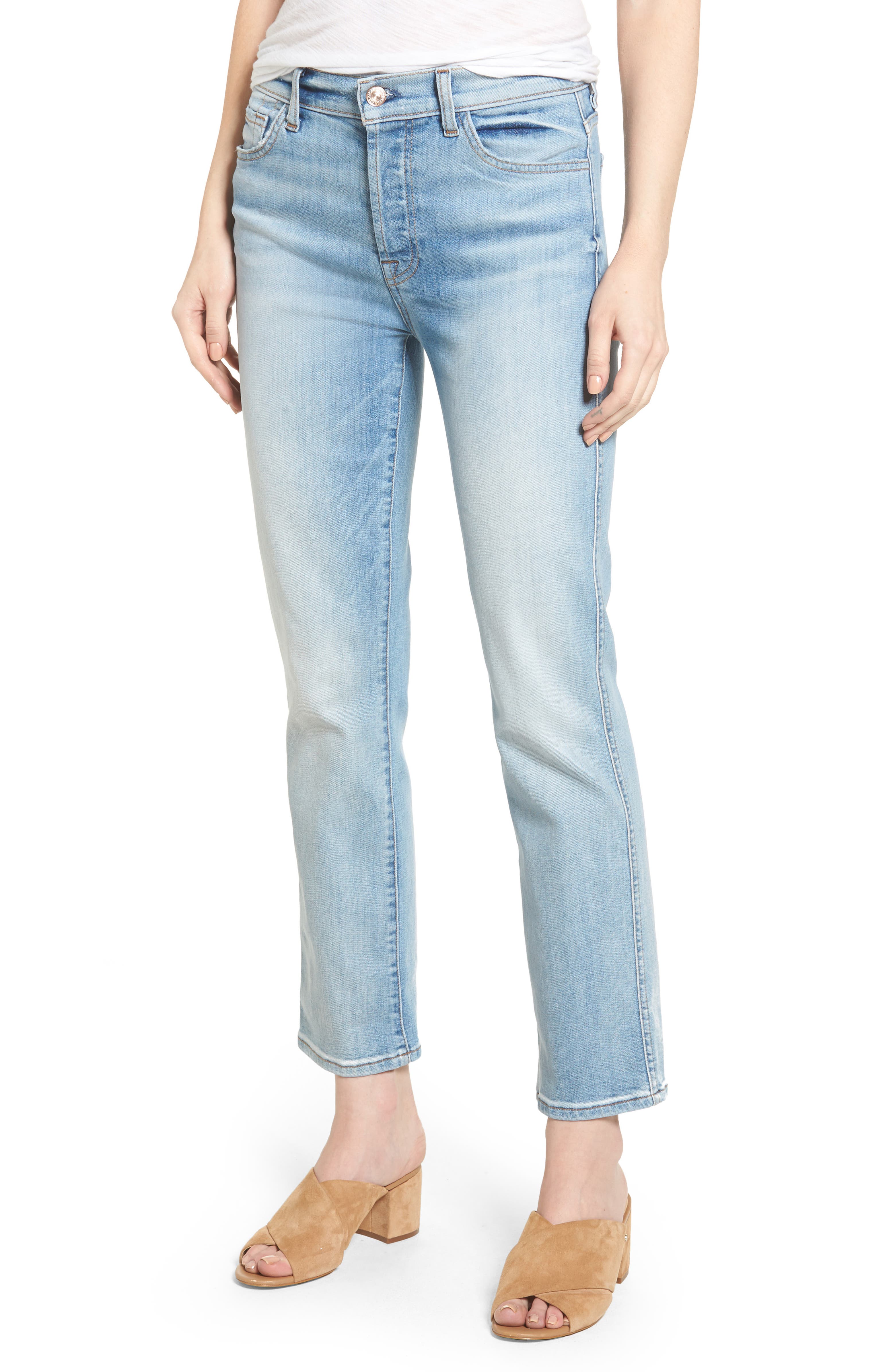 7 For All Mankind® Edie High Waist Crop Jeans (Vintage Azure) | Nordstrom