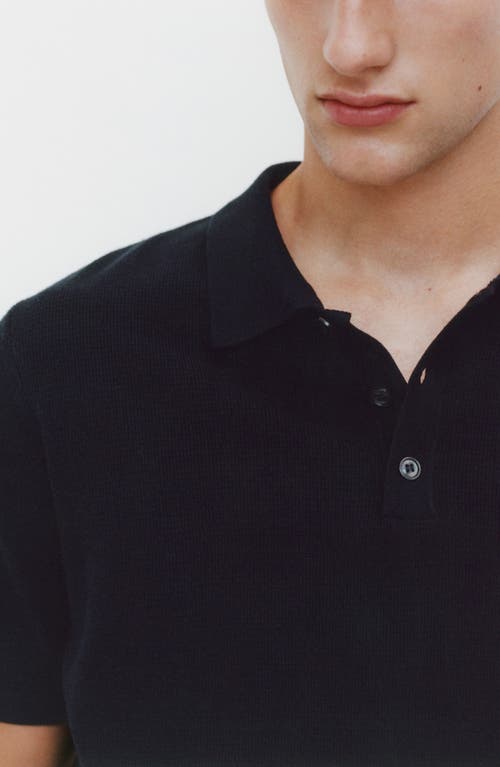 Shop Mango Structured Polo Shirt In Dark Navy