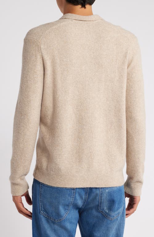 Shop Atm Anthony Thomas Melillo Long Sleeve Polo Sweater In Heather Soft Pecan Brown