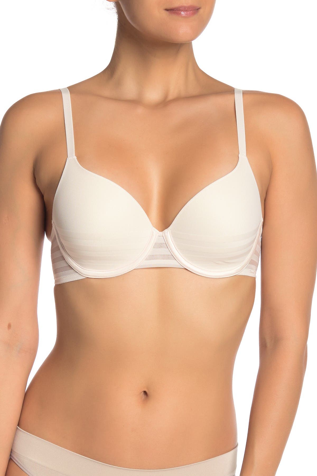 Dkny Sheer Paneled Underwire T-shirt Bra In Pink Overflow