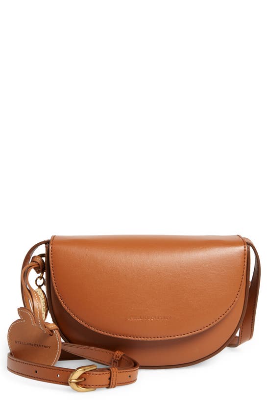 Stella Mccartney Small Frayme Whipstitch Uppeal™ Apple Leather Saddle Bag In Brown