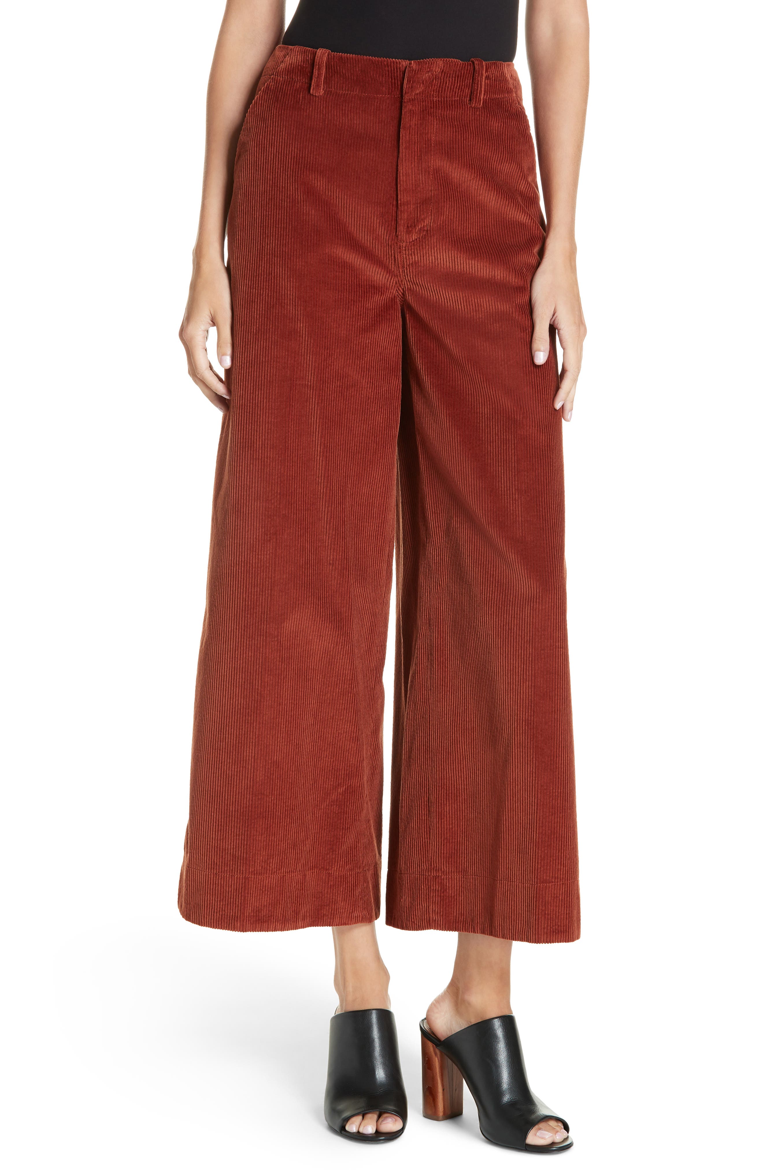 corduroy cropped wide leg trousers
