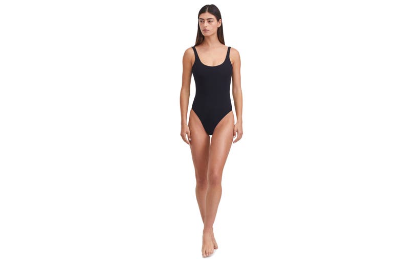 Shop Au Naturel By Gottex Solid Textured Scoop Neck One Piece Swimsuit With Low U Back In Black