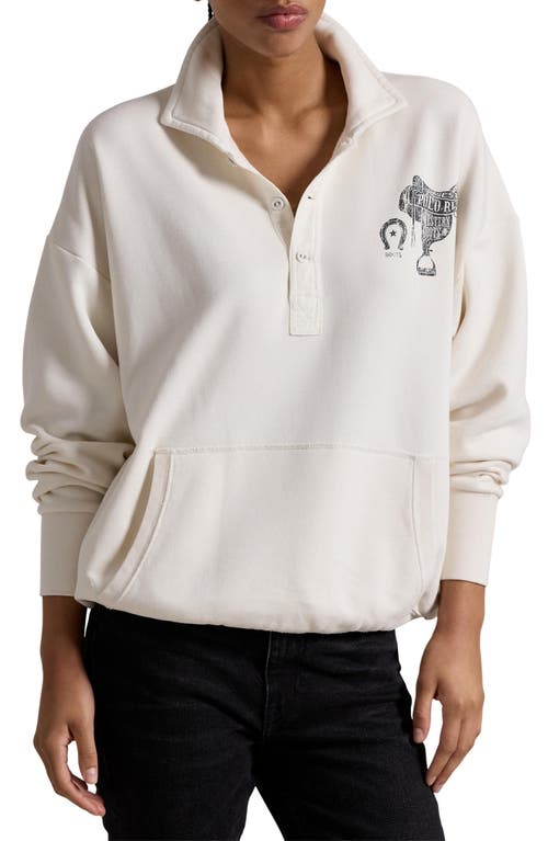 Shop Polo Ralph Lauren Cotton Blend Graphic Polo Sweatshirt In Antique Cream