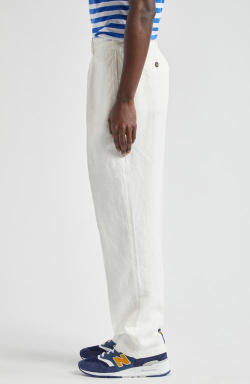 Shop Drake's Games Pleated Linen Pants In Oyster