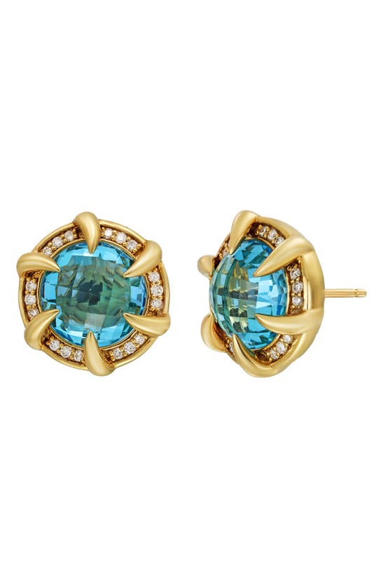 Bony Levy Iris 18k Yellow Gold Semiprecious Stone & Diamond Halo Stud Earrings