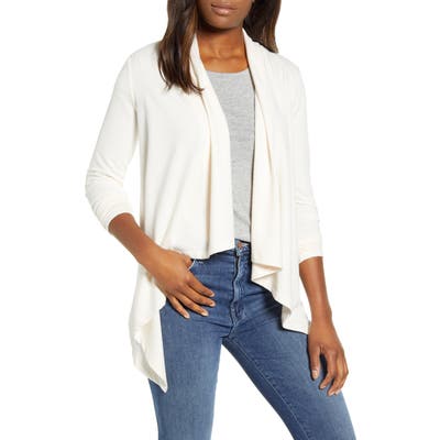 Bobeau Waterfall Cardigan, Ivory