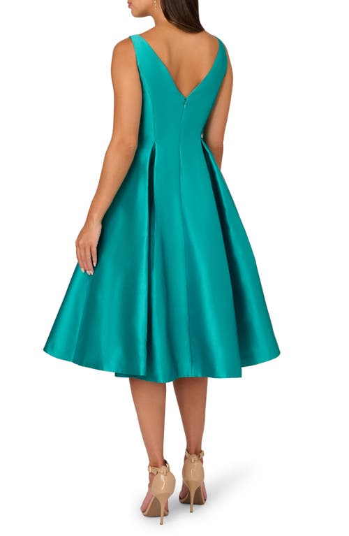 Shop Adrianna Papell Sleeveless Mikado Fit & Flare Midi Dress In Exotic Jade