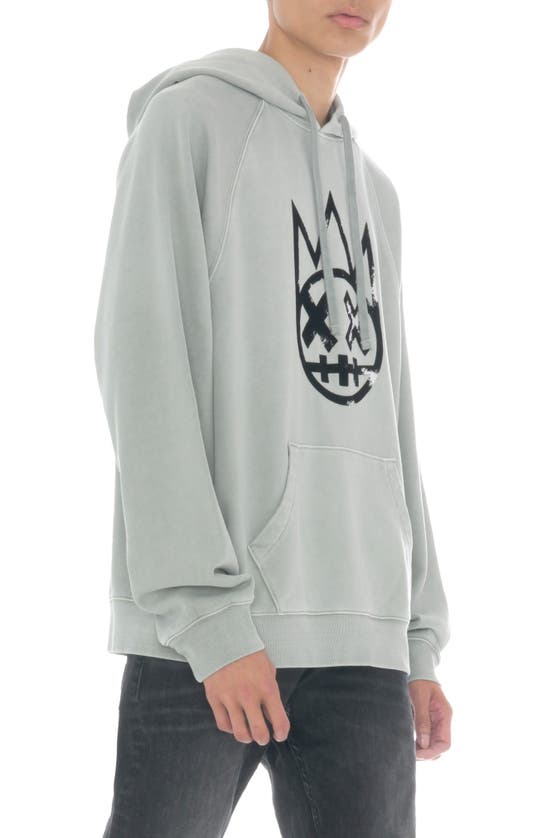 Cult Of Individuality Shimuchan Flocked Logo Graphic Hoodie In Vintage Grey