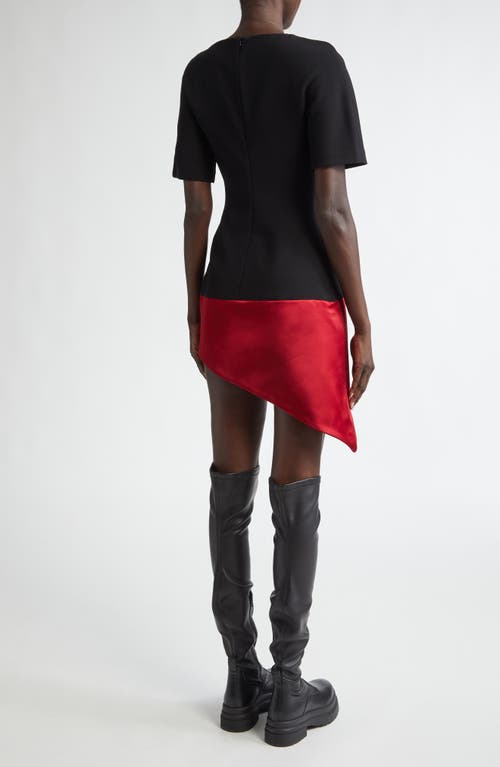 Shop Jw Anderson Diagonal Hem Double Crepe Dress In Black/red