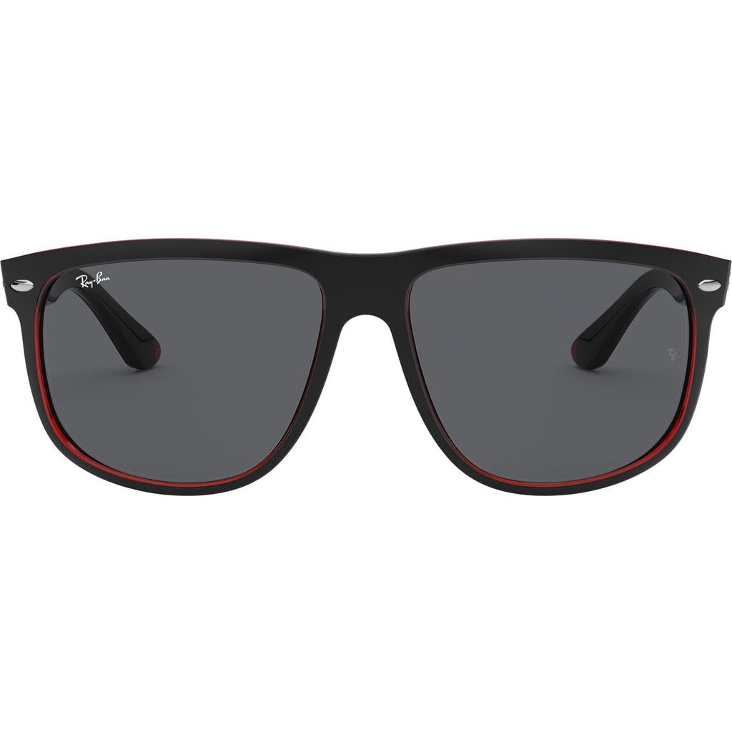 Ray Ban Highstreet 60mm Polarized Flat Top Sunglasses In Black