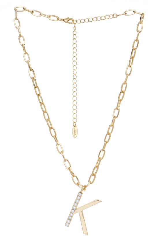 Ettika Imitation Pearl Initial Pendant Necklace In Gold- K