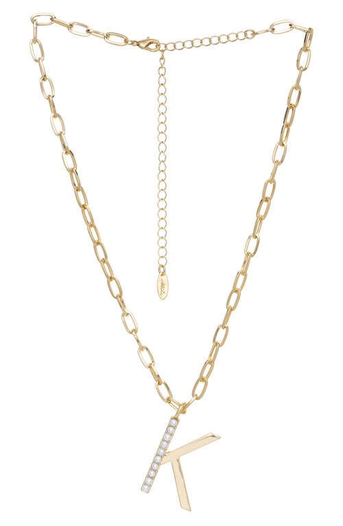 Ettika Imitation Pearl Initial Pendant Necklace in Gold- K at Nordstrom