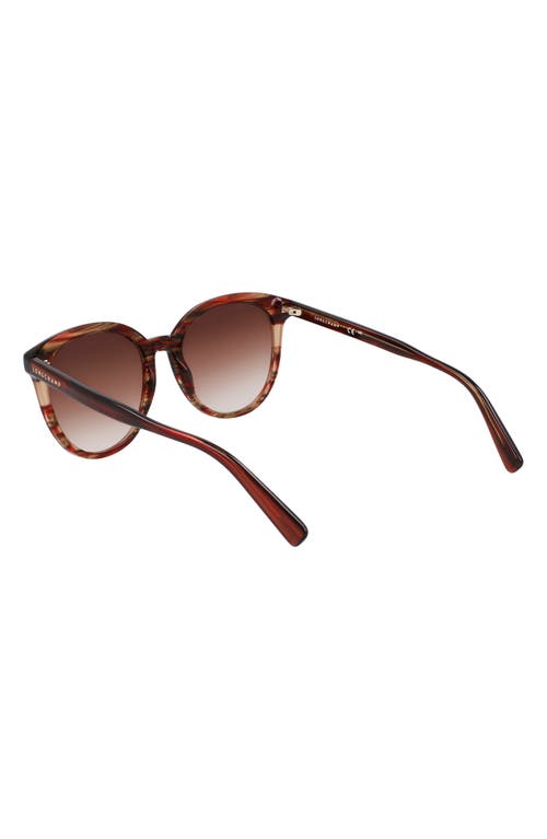 Longchamp Heritage 55mm Gradient Round Sunglasses In Textured Red