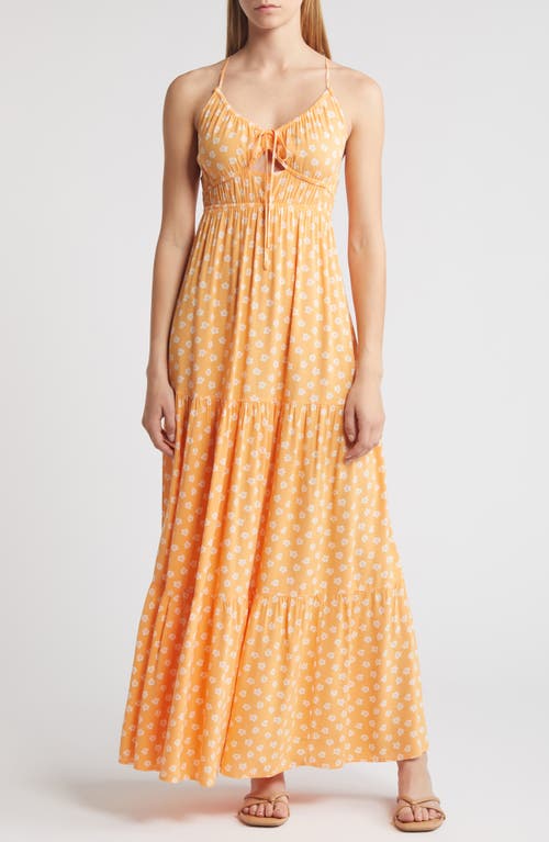 Shop Rip Curl High Tide Floral Maxi Sundress In Peach