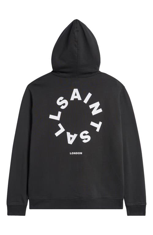 Allsaints Mens Jet Black Tierra Logo-print Organic-cotton Hoody In Jet Black