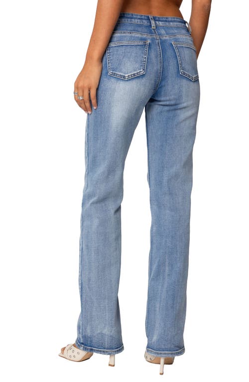 Edikted Low Rise Bootcut Jeans In Blue-washed