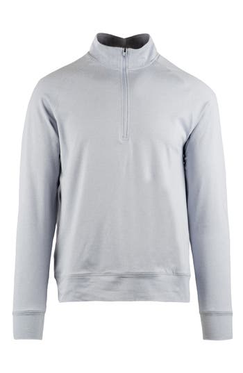 Burnside Jersey Quarter Zip Sweatshirt In Heather Light Grey