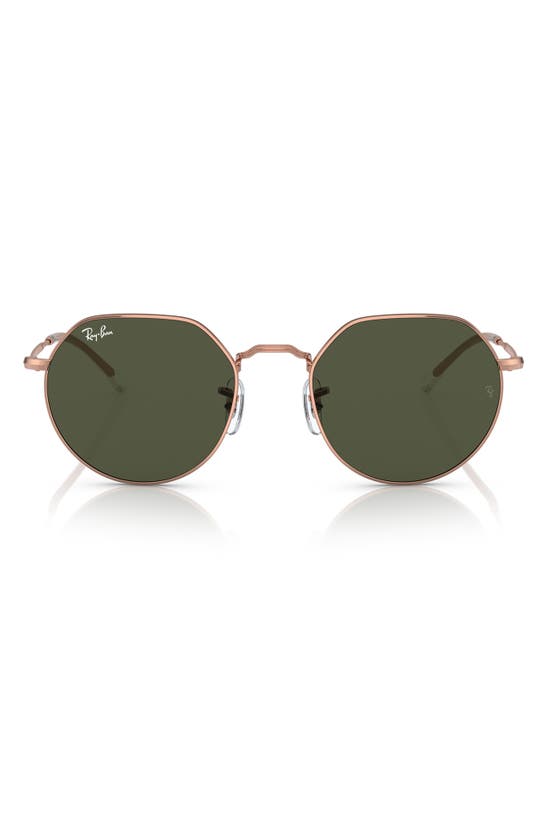 Shop Ray Ban Ray-ban Jack 53mm Round Sunglasses In Rose Gold