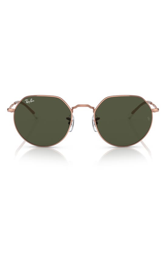 Ray Ban Jack 53mm Round Sunglasses In Rose Gold
