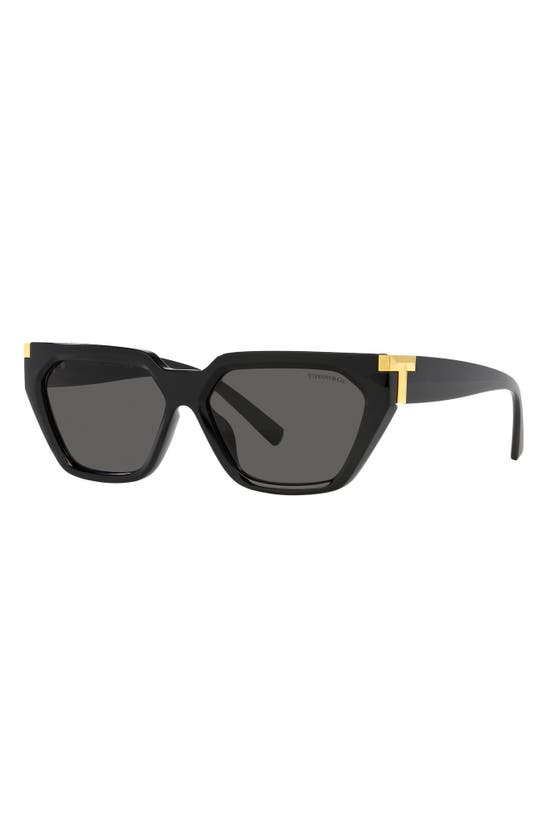 Shop Tiffany & Co 56mm Irregular Sunglasses In Black