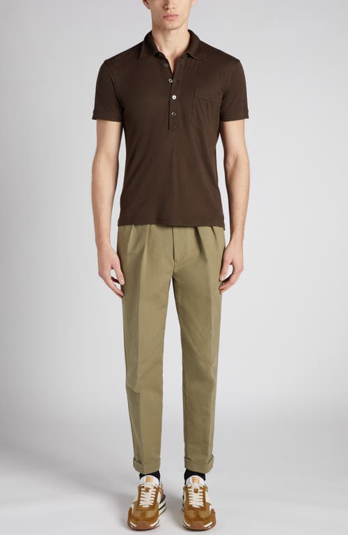 Shop Tom Ford Pleated Cotton Sateen Pants In Olive