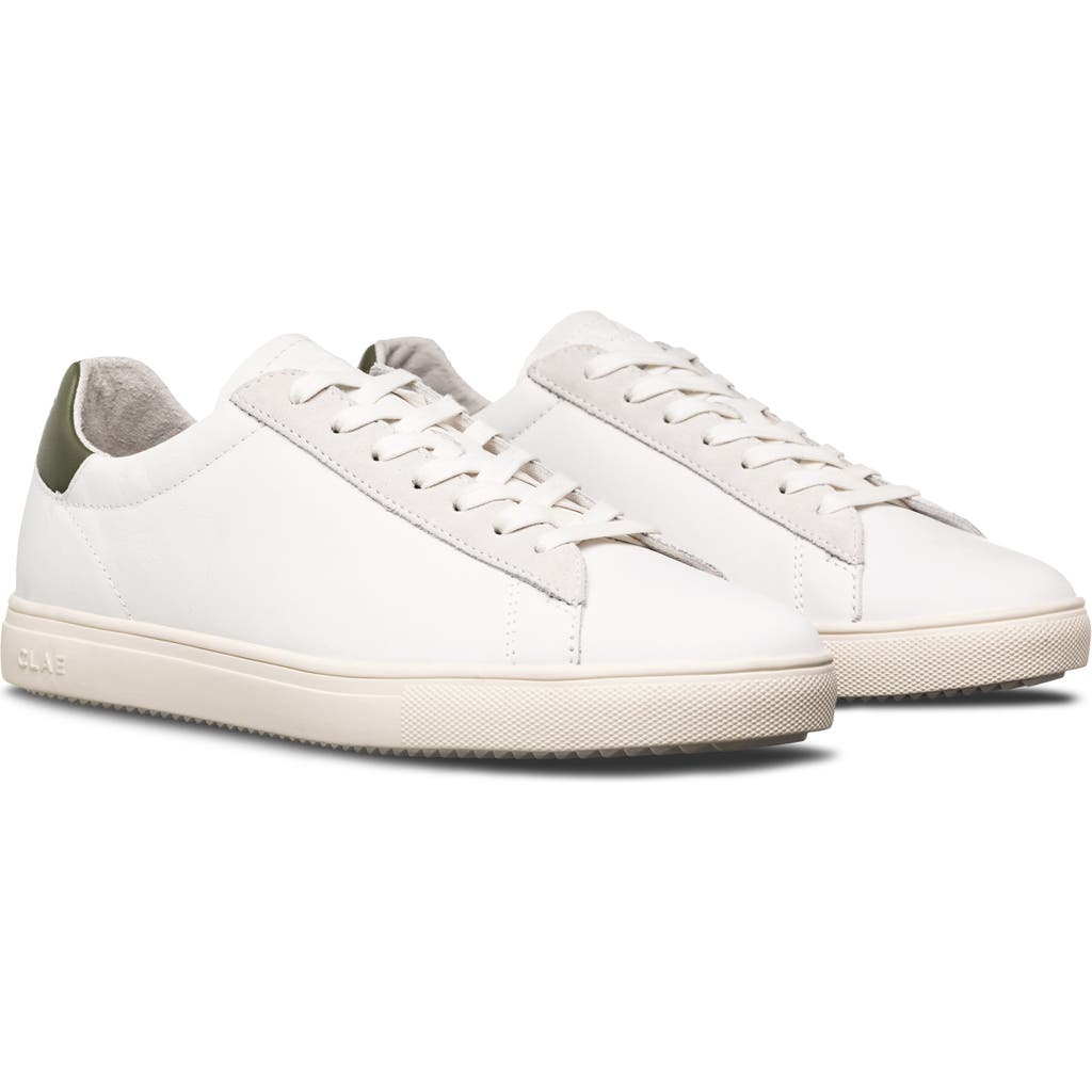 Clae Bradley California Sneaker In White/olive Leather