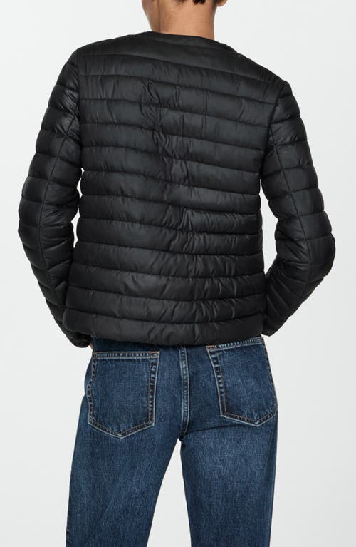 Mango Pocket Quilted Jacket Black In Black
