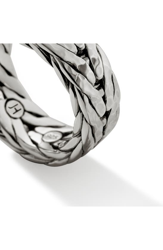 Shop John Hardy Hammered Chain Ring In Silver