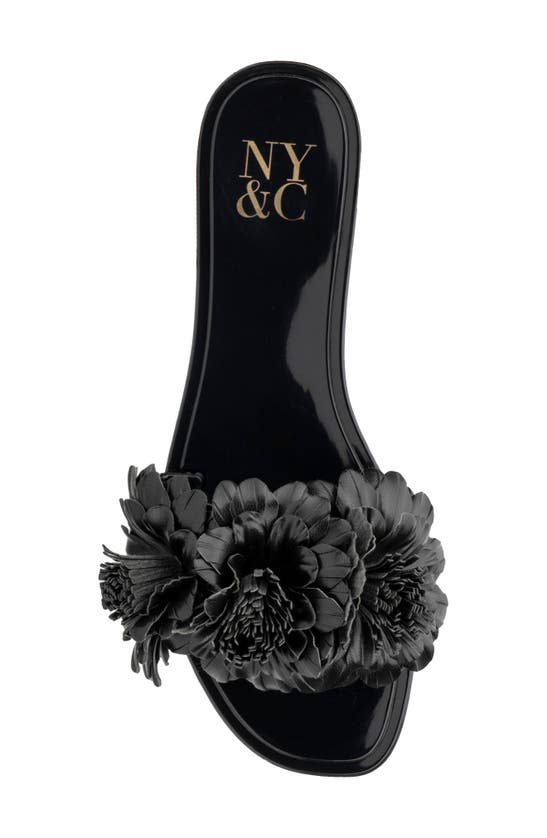 New York And Company Anella 3d Flower Slide Sandal In Black