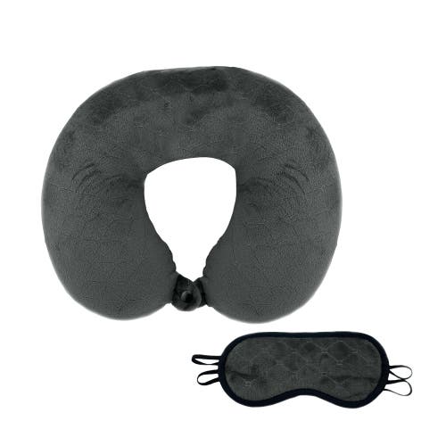 Shop Pursonic Memory Foam Travel Pillow With Sleep Mask In Gray