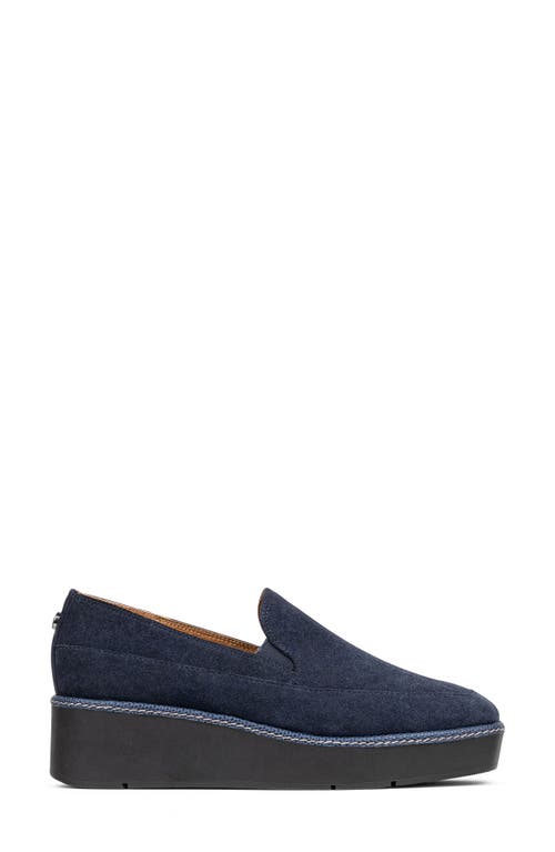 Shop Donald Pliner Wallis Platform Wedge Loafer In Navy