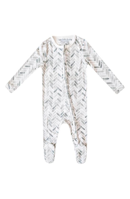 Copper Pearl Briar Footie In White/grey